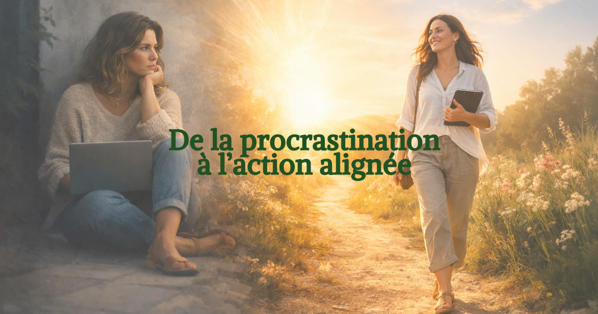 Image symbolisant "de la procrastination à l'action alignée